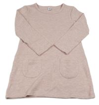 Světlerůžovo-šedé melírované teplákové zateplené šaty Topolino