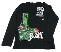 Černé triko s nápisy a potiskem - Minecraft George