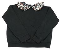 Černá mikina s leopardím límečkem George