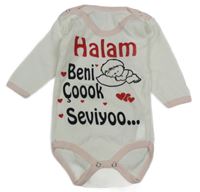 Bílo-růžové body s nápisy a mimikem 