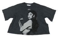 Antracitové crop tričko s Arianou Grande H&M