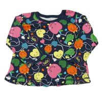 Tmavomodro-barevné triko s ovocem a srdíčky George