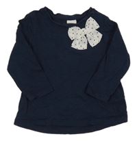 Tmavomodré triko s mašlí H&M