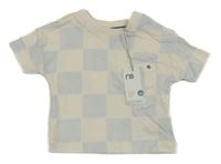 Nové - Bílo-světlemodré kostkované tričko Mothercare