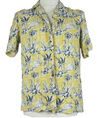 Pánská žlutá květovaná slim fit košile Next