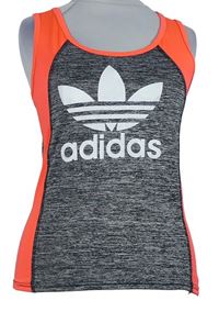 Dámský tmavošedo-neonově růžový sportovní top s logem Adidas 