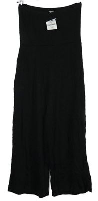Nové - Dámský černý zabičkový kalhotový culottes overal Next 