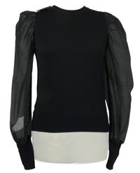 Dámský černý lehký svetr s šifonovými rukávy MNG 