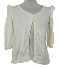 Dámský smetanový propínací lehký svetr s krajkou 