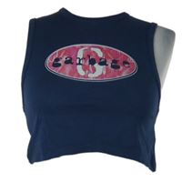 Dámský tmavomodrý crop top s nápisem 