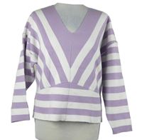 Dámský lila-bílý pruhovaný svetr Bodyflirt