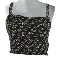 Dámský černý květovaný crop top New Look 