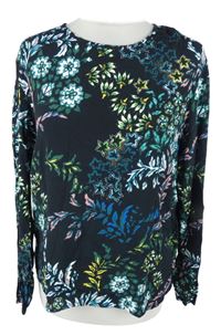 Dámská tmavomodrá květovaná halenka H&M