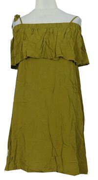 Dámské olivové šaty s volánkem H&M