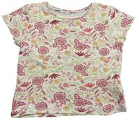 Smetanové květinové žebrované tričko Mantaray