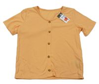 Meruňkové žebrované crop tričko s knoflíčky Primark