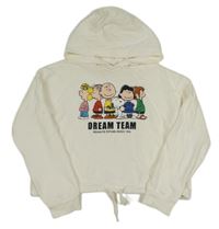 Bílá crop mikina se Snoopym a kapucí H&M
