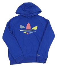 Safírová mikina s logem a kapucí Adidas