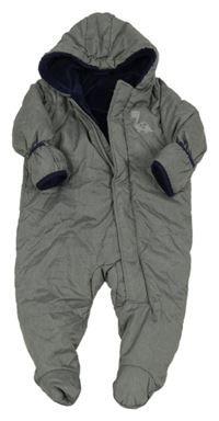 Šedá šusťáková zimní kombinéza s dinem a kapucí Lupilu