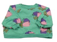 Tyrkysová oversize mikina s kytičkami Next