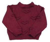 Vínový svetr s bambulkami M&Co.