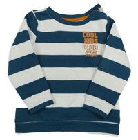 Smaragdovo-bílá pruhovaná mikina s nápisem Dopodopo