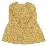 Žluté květinové bavlněné šaty H&M