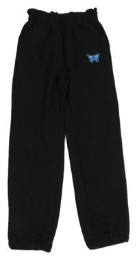 Černé lehké tepláky s motýlkem Shein