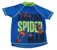 Modro-zelené UV tričko se Spidermanem a nápisem Marvel