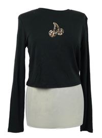 Nové - Dámské černé crop triko s třešničkami Primark