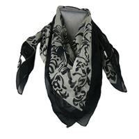Dámský černo-smetanový květovaný šifonový šátek