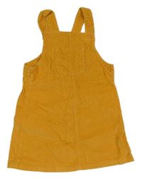 Hořčivé manšestrové laclové šaty Pusblu