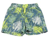 Zeleno-žluto-bílé plážové kraťasy s palmami Tu
