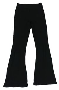 Černé žebrované flare kalhoty Candy
