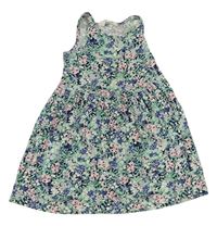 Světemodro-barevné kytičkované bavlněné šaty H&M