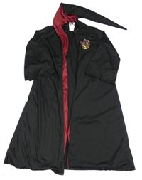 Kostým - Černo-vínový plášť s erbem a kapucí - Harry Potter 