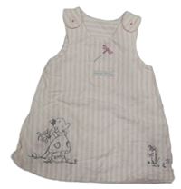 Svštlerůžovo-bílé pruhované zateplené šaty se slonem Mothercare