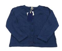 Nové - Tmavomodrý propínací svetr s dírkovaným vzorem Minoti