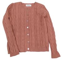 Starorůžový propínací svetr s copánky Primark