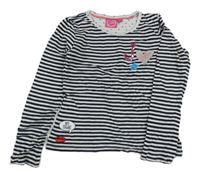 Tmavomodro-bílé pruhované triko se srdíčkem 