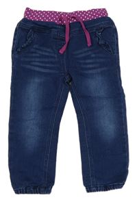 Tmavomodré teplákové rifle s úpletovým pasem Topomini