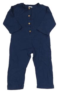 Tmavomodrý žebrovaný overal