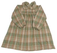 Béžovo-khaki kostkované šaty s límečkem Next 