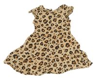 Béžovo-hnědo-černé vzorované šaty s volánky Matalan