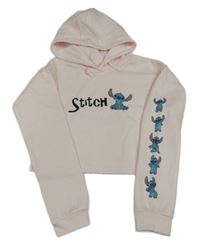 Světlerůžová crop mikina se Stitchem a kapucí Disney