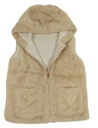 Béžová kožešinová podšitá vesta s kapucí Nutmeg