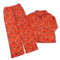 Červené fleecové pyžamo s louskáčky 