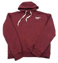 Vínová mikina s nápisem a kapucí