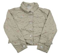 Béžová květovaná plátěná crop bunda Dopodopo