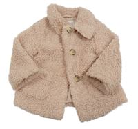 Světlerůžový huňatý podšitý kabát F&F